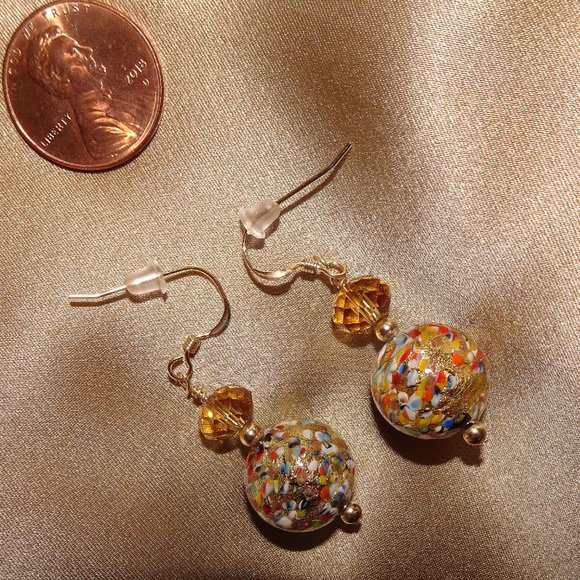 Handmade earrings in Klimt style with Murano glass from Italy - Picture 5 of 6